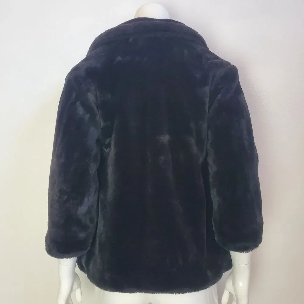 Girl's Gap Black Faux Fur Coat